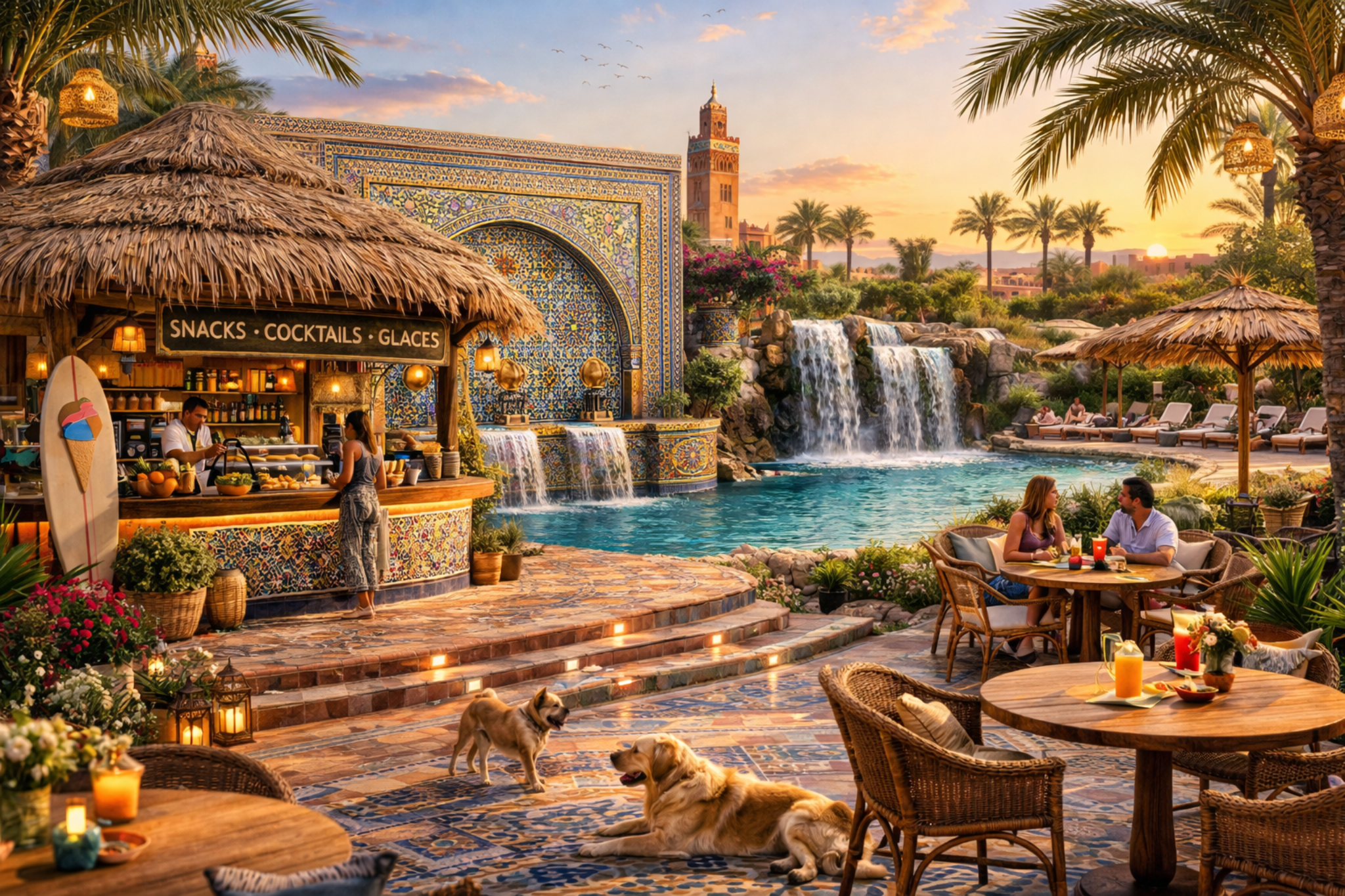 Vue Explosive du Kefta Club Marrakech, Zellige Pop et Chill Responsable